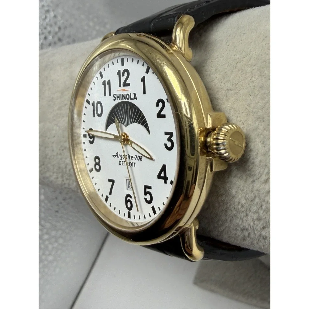 Read Description Shinola Moon Phase Runwell New Battery Mens 41MM 7.5